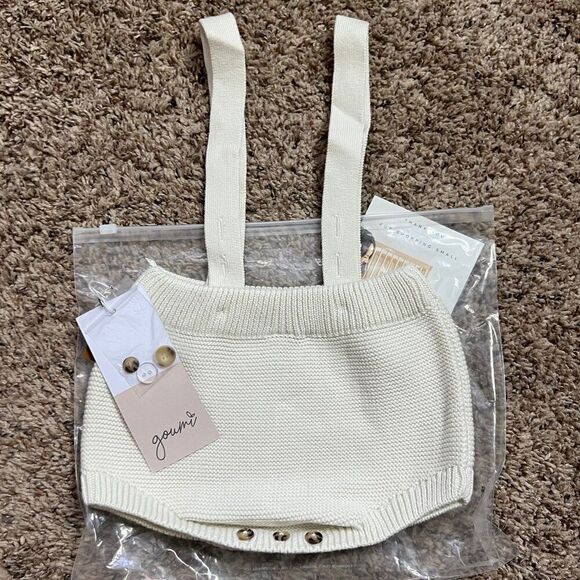 NWT Goumi Kids Knit Suspender Bloomers 2T Cloud Toddler Organic Cotton Shorts - Picture 3 of 3